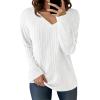 imageCicy Bell Womens Long Sleeve Tops Trendy V Neck Ribbed Lightweight Shirts Dressy Casual Loose Fit BlousesWhite