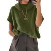 imageCicy Bell Womens Oversized Turtleneck Knit Sweaters Short Batwing Sleeve Casual Slouchy Loose Fit Chunky Pullover TopsArmy Green