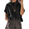 imageCicy Bell Womens Oversized Turtleneck Knit Sweaters Short Batwing Sleeve Casual Slouchy Loose Fit Chunky Pullover TopsBlack