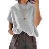 imageCicy Bell Womens Oversized Turtleneck Knit Sweaters Short Batwing Sleeve Casual Slouchy Loose Fit Chunky Pullover TopsGrey