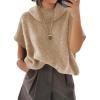 imageCicy Bell Womens Oversized Turtleneck Knit Sweaters Short Batwing Sleeve Casual Slouchy Loose Fit Chunky Pullover TopsKhaki