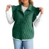 imageCicy Bell Womens Ruffle Cap Sleeve Puffer Vests Quilted Trendy Button Down Padded Jackets Gilet Winter Outerwear VestDark Green