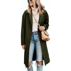 imageCicy Bell Womens Long Pea Coats Single Breasted Lapel Jackets Casual Oversized Wool Blend Overcoats with PocketsArmy Green