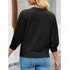 imageCicy Bell Womens 34 Puff Sleeve Sweater Tops Fall Casual Crew Neck Lightweight Knit Pullover Loose Fit Scallop Trim SweaterBlack