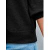 imageCicy Bell Womens 34 Puff Sleeve Sweater Tops Fall Casual Crew Neck Lightweight Knit Pullover Loose Fit Scallop Trim SweaterBlack