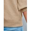 imageCicy Bell Womens 34 Puff Sleeve Sweater Tops Fall Casual Crew Neck Lightweight Knit Pullover Loose Fit Scallop Trim SweaterKhaki