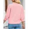 imageCicy Bell Womens 34 Puff Sleeve Sweater Tops Fall Casual Crew Neck Lightweight Knit Pullover Loose Fit Scallop Trim SweaterPink