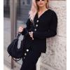 imageCicy Bell Womens Button Up Cardigan Sweaters Blazer Trendy Lightweight V Neck Long Sleeve Sweater TopsBlack