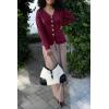 imageCicy Bell Womens Button Up Cardigan Sweaters Blazer Trendy Lightweight V Neck Long Sleeve Sweater TopsBurgundy