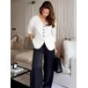 imageCicy Bell Womens Button Up Cardigan Sweaters Blazer Trendy Lightweight V Neck Long Sleeve Sweater TopsWhite
