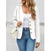 imageCicy Bell Womens Button Up Cardigan Sweaters Blazer Trendy Lightweight V Neck Long Sleeve Sweater TopsWhite