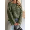 imageCicy Bell Womens Oversized Cable Knit Sweaters Long Sleeve Crewneck Chunky Loose Fit Pullover TopsArmy Green