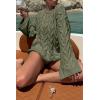 imageCicy Bell Womens Oversized Cable Knit Sweaters Long Sleeve Crewneck Chunky Loose Fit Pullover TopsArmy Green