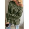 imageCicy Bell Womens Oversized Cable Knit Sweaters Long Sleeve Crewneck Chunky Loose Fit Pullover TopsArmy Green