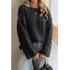 imageCicy Bell Womens Oversized Cable Knit Sweaters Long Sleeve Crewneck Chunky Loose Fit Pullover TopsBlack