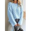 imageCicy Bell Womens Oversized Cable Knit Sweaters Long Sleeve Crewneck Chunky Loose Fit Pullover TopsBlue