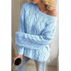 imageCicy Bell Womens Oversized Cable Knit Sweaters Long Sleeve Crewneck Chunky Loose Fit Pullover TopsBlue