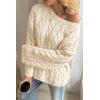 imageCicy Bell Womens Oversized Cable Knit Sweaters Long Sleeve Crewneck Chunky Loose Fit Pullover TopsCream