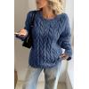 imageCicy Bell Womens Oversized Cable Knit Sweaters Long Sleeve Crewneck Chunky Loose Fit Pullover TopsNavy