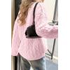 imageCicy Bell Womens Oversized Cable Knit Sweaters Long Sleeve Crewneck Chunky Loose Fit Pullover TopsPink