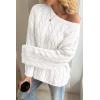 imageCicy Bell Womens Oversized Cable Knit Sweaters Long Sleeve Crewneck Chunky Loose Fit Pullover TopsWhite