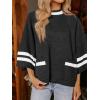 imageCicy Bell Womens Oversized Sweater 34 Sleeve Mock Neck Color Block Chunky Knit Sweaters Casual Fall Pullover Tops Black