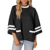 imageCicy Bell Womens Oversized Sweater 34 Sleeve Mock Neck Color Block Chunky Knit Sweaters Casual Fall Pullover Tops Black