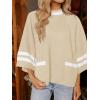 imageCicy Bell Womens Oversized Sweater 34 Sleeve Mock Neck Color Block Chunky Knit Sweaters Casual Fall Pullover TopsBeige