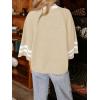 imageCicy Bell Womens Oversized Sweater 34 Sleeve Mock Neck Color Block Chunky Knit Sweaters Casual Fall Pullover TopsBeige