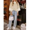 imageCicy Bell Womens Oversized Sweater 34 Sleeve Mock Neck Color Block Chunky Knit Sweaters Casual Fall Pullover TopsBeige