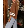 imageCicy Bell Womens Oversized Sweater 34 Sleeve Mock Neck Color Block Chunky Knit Sweaters Casual Fall Pullover TopsBrown