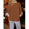 imageCicy Bell Womens Oversized Sweater 34 Sleeve Mock Neck Color Block Chunky Knit Sweaters Casual Fall Pullover TopsBrown