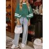 imageCicy Bell Womens Oversized Sweater 34 Sleeve Mock Neck Color Block Chunky Knit Sweaters Casual Fall Pullover TopsGreen