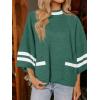 imageCicy Bell Womens Oversized Sweater 34 Sleeve Mock Neck Color Block Chunky Knit Sweaters Casual Fall Pullover TopsGreen