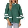 imageCicy Bell Womens Oversized Sweater 34 Sleeve Mock Neck Color Block Chunky Knit Sweaters Casual Fall Pullover TopsGreen