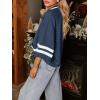 imageCicy Bell Womens Oversized Sweater 34 Sleeve Mock Neck Color Block Chunky Knit Sweaters Casual Fall Pullover TopsNavy