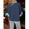 imageCicy Bell Womens Oversized Sweater 34 Sleeve Mock Neck Color Block Chunky Knit Sweaters Casual Fall Pullover TopsNavy