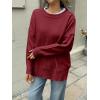 imageCicy Bell Womens Oversized Sweaters Casual Long Sleeve Knit Pullover Tops Crewneck Trendy Slouchy Fall Tunic TopsBurgundy