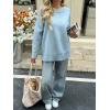 imageCicy Bell Womens Oversized Sweaters Casual Long Sleeve Knit Pullover Tops Crewneck Trendy Slouchy Fall Tunic TopsLight Blue