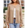 imageCicy Bell Womens Puff Long Sleeve Cardigan Sweater Lightweight Button Down Ribbed Knit Fall Casual Loose Fit TopsApricot