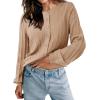 imageCicy Bell Womens Puff Long Sleeve Cardigan Sweater Lightweight Button Down Ribbed Knit Fall Casual Loose Fit TopsApricot