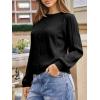 imageCicy Bell Womens Puff Long Sleeve Cardigan Sweater Lightweight Button Down Ribbed Knit Fall Casual Loose Fit TopsBlack