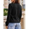 imageCicy Bell Womens Puff Long Sleeve Cardigan Sweater Lightweight Button Down Ribbed Knit Fall Casual Loose Fit TopsBlack