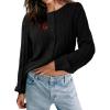 imageCicy Bell Womens Puff Long Sleeve Cardigan Sweater Lightweight Button Down Ribbed Knit Fall Casual Loose Fit TopsBlack