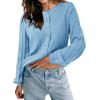 imageCicy Bell Womens Puff Long Sleeve Cardigan Sweater Lightweight Button Down Ribbed Knit Fall Casual Loose Fit TopsBlue