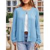 imageCicy Bell Womens Puff Long Sleeve Cardigan Sweater Lightweight Button Down Ribbed Knit Fall Casual Loose Fit TopsBlue