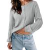 imageCicy Bell Womens Puff Long Sleeve Cardigan Sweater Lightweight Button Down Ribbed Knit Fall Casual Loose Fit TopsGrey