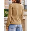 imageCicy Bell Womens Puff Long Sleeve Cardigan Sweater Lightweight Button Down Ribbed Knit Fall Casual Loose Fit TopsKhaki