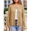 imageCicy Bell Womens Puff Long Sleeve Cardigan Sweater Lightweight Button Down Ribbed Knit Fall Casual Loose Fit TopsKhaki