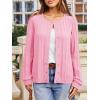imageCicy Bell Womens Puff Long Sleeve Cardigan Sweater Lightweight Button Down Ribbed Knit Fall Casual Loose Fit TopsPink